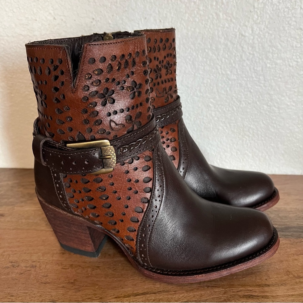 Potro Rebelde PR Brown Leatherr Ankle Zip Up Boots Size 6
